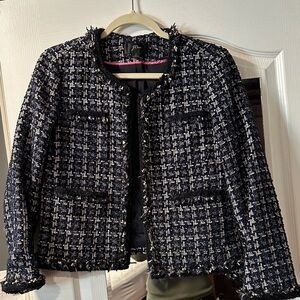 J. Crew Navy and White Tweed Blazer